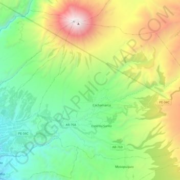 Chiguata topographic map, elevation, terrain