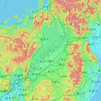 Shiga Prefecture topographic map, elevation, terrain
