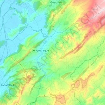 Lenguazaque topographic map, elevation, terrain