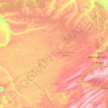 Novosibirsk Oblast topographic map, elevation, terrain