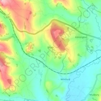 Shute topographic map, elevation, terrain