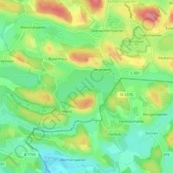 Degersee topographic map, elevation, terrain