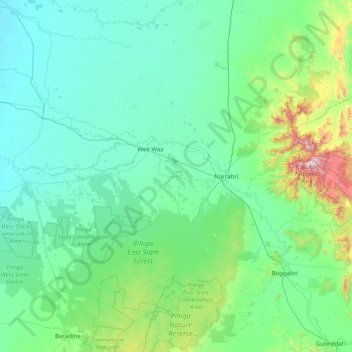Narrabri Shire Council topographic map, elevation, terrain