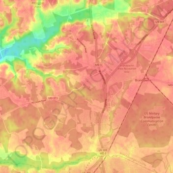 Brandywine topographic map, elevation, terrain