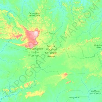 Pacaás Novos National Park topographic map, elevation, terrain