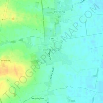 Billingborough topographic map, elevation, terrain