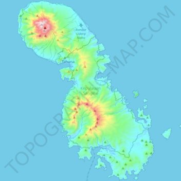 Sangir Island topographic map, elevation, terrain