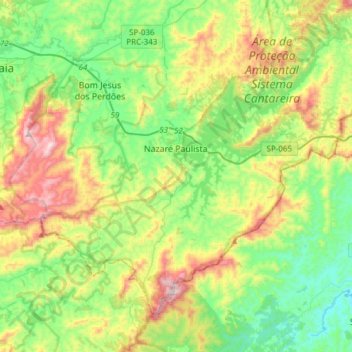 Nazaré Paulista topographic map, elevation, terrain