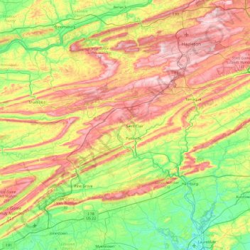 Schuylkill County topographic map, elevation, terrain