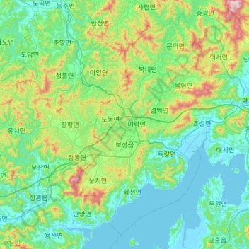 Boseong topographic map, elevation, terrain