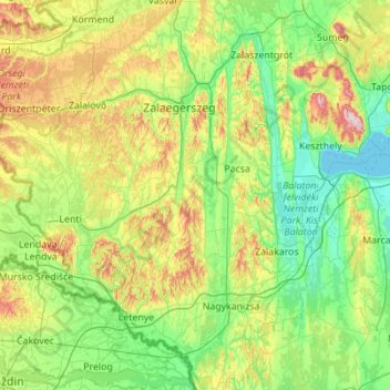 Zala topographic map, elevation, terrain