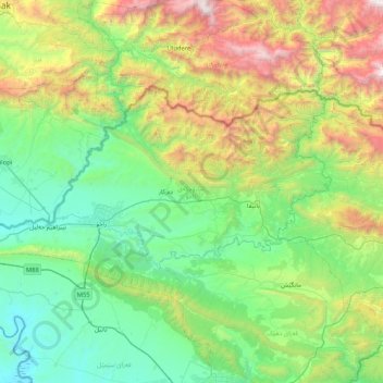 Zakho District topographic map, elevation, terrain