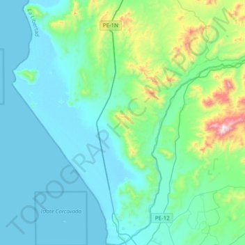 Guadalupito topographic map, elevation, terrain