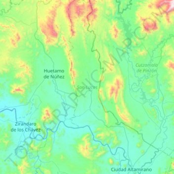 San Lucas topographic map, elevation, terrain
