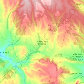 Torrecilla del Rebollar topographic map, elevation, terrain