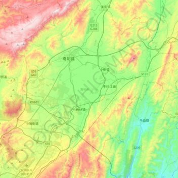 嵩明县 topographic map, elevation, terrain