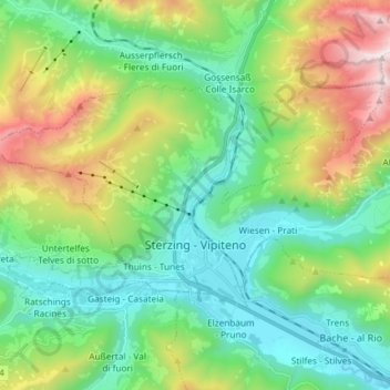 Sterzing topographic map, elevation, terrain