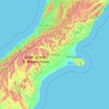 Canterbury topographic map, elevation, terrain