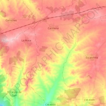 Carmena topographic map, elevation, terrain