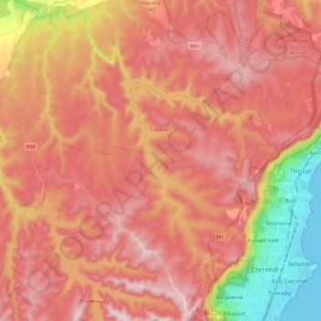 Cataract topographic map, elevation, terrain