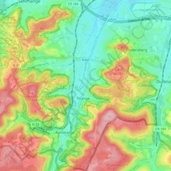 Kayl topographic map, elevation, terrain