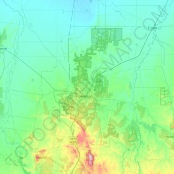 City of Greater Bendigo topographic map, elevation, terrain