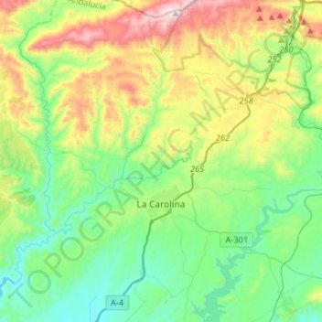 La Carolina topographic map, elevation, terrain