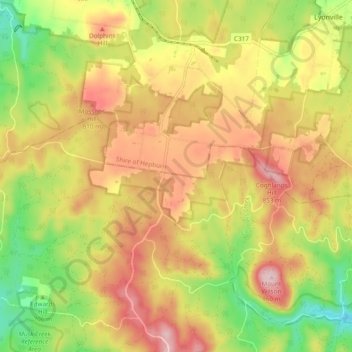 Bullarto South topographic map, elevation, terrain