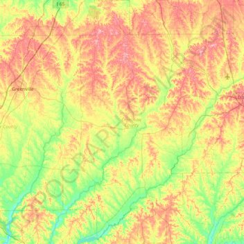 Crenshaw County topographic map, elevation, terrain