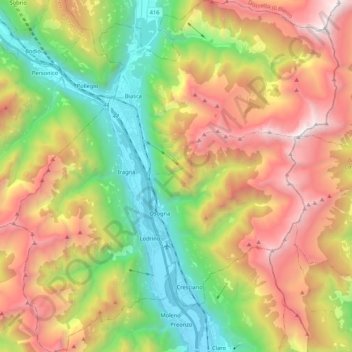 Bezirk Riviera topographic map, elevation, terrain