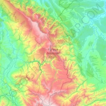 Otishi National Park topographic map, elevation, terrain