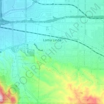 Loma Linda topographic map, elevation, terrain