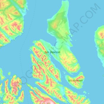 Dawson Island topographic map, elevation, terrain
