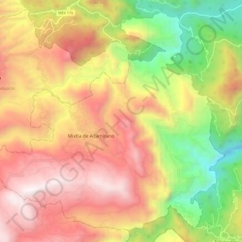Mixtla de Altamirano topographic map, elevation, terrain