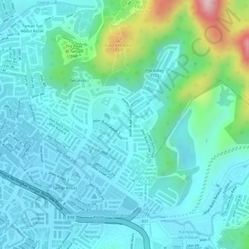 Taman Bukit Indah topographic map, elevation, terrain