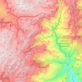 Mongua topographic map, elevation, terrain