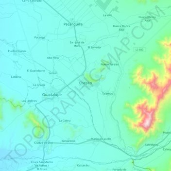 Chepén topographic map, elevation, terrain