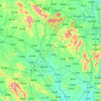 Suizhou topographic map, elevation, terrain