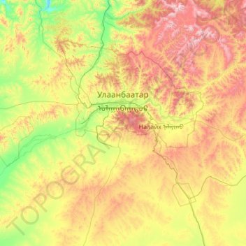 Oulan-Bator topographic map, elevation, terrain