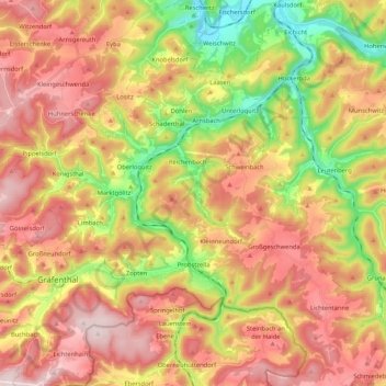 Probstzella topographic map, elevation, terrain