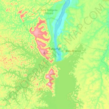 Tucuruí topographic map, elevation, terrain