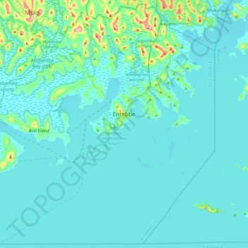 Entebbe City topographic map, elevation, terrain