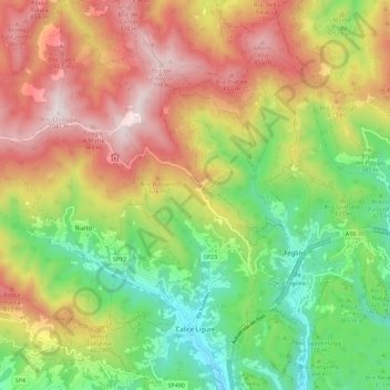 Calice Ligure topographic map, elevation, terrain