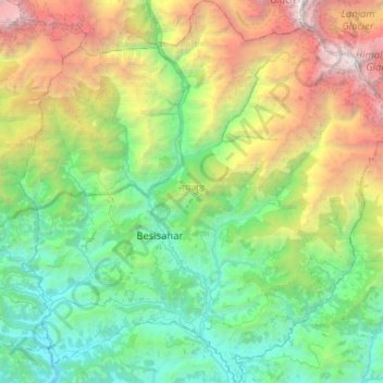 लमजुङ topographic map, elevation, terrain