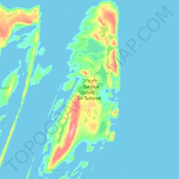 Tukarak Island topographic map, elevation, terrain