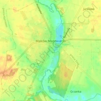 Makow topographic map, elevation, terrain