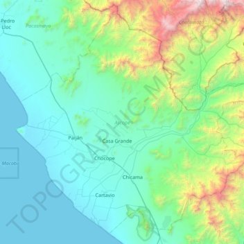 Provincia de Ascope topographic map, elevation, terrain