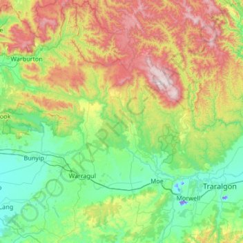 Narracan District topographic map, elevation, terrain