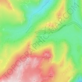 Charlotte Pass topographic map, elevation, terrain