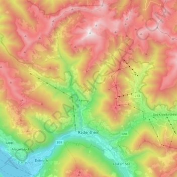 Radenthein topographic map, elevation, terrain